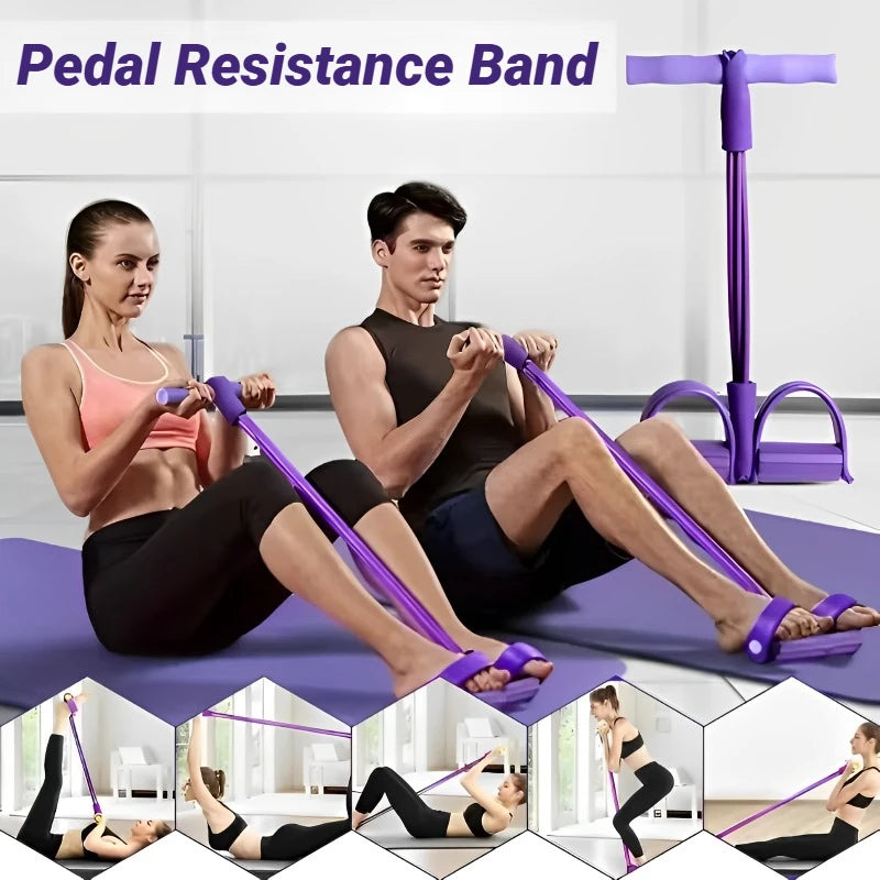 Multi functional home fitness equipment, four tube pedal tensioner, elastic tension rope, strength training, yoga, Pilates