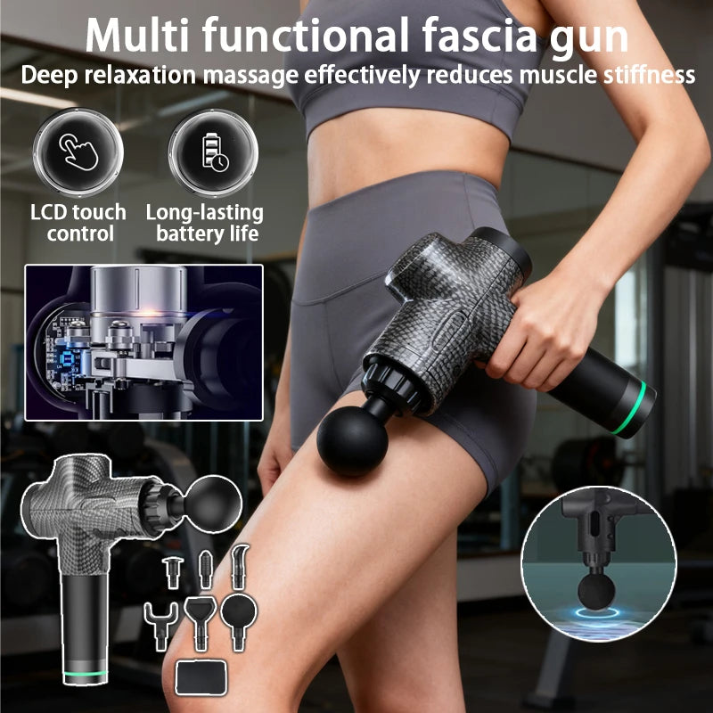 New Home Multi functional Fascia Gun Professional Fitness Sports Vibration Massage Muscle Relaxation Adjustment Impact Massager
