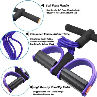 Multi functional home fitness equipment, four tube pedal tensioner, elastic tension rope, strength training, yoga, Pilates