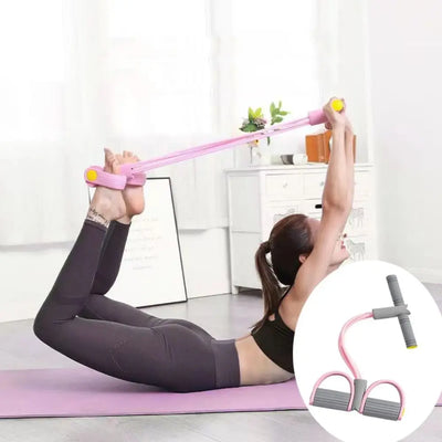 Fitness Equipment 4-Tube Yoga Pedal Puller Rubber Abdominal Exerciser Resistance Band Thicken Elastic Pull Rope Home