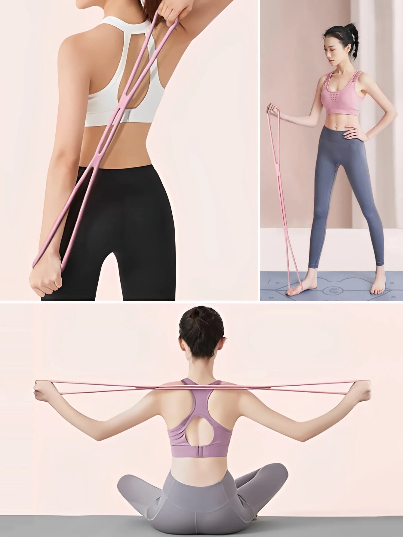 Yoga Resistance Band 8-Shaped Fitness Resistance Band Elastic Training Arm Back Shoulder Exercise Stretching Pilates Tool