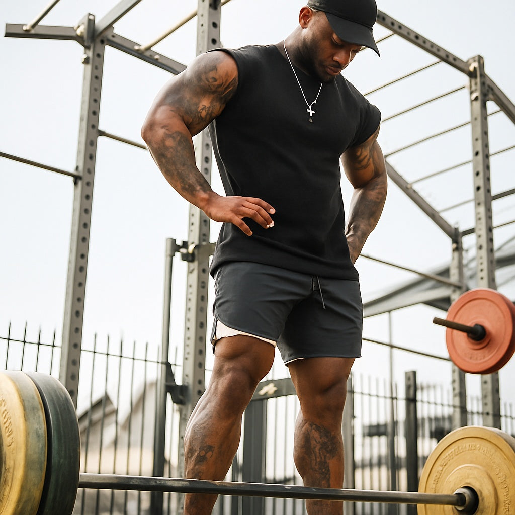 Men's 2 in 1 Running Shorts Jogging Gyms Fitness Training Quick Dry